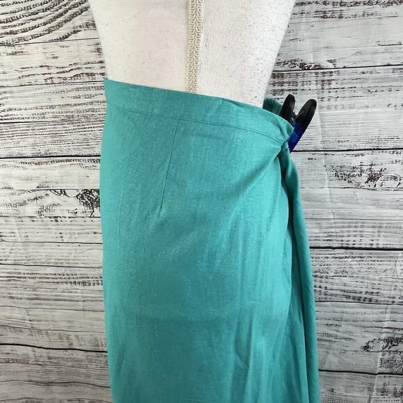 Maggie Barnes Skirt Plus size 34W Aquamarine Green Linen Long Straight Modest - Picture 8 of 13